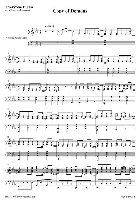 Free Demons Imagine Dragons Piano Sheet Music Preview Free Piano