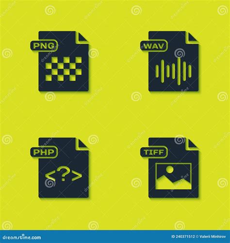 Set Png Fichier Document Tiff Php Et Wav Ic Ne Vecteur Illustration De