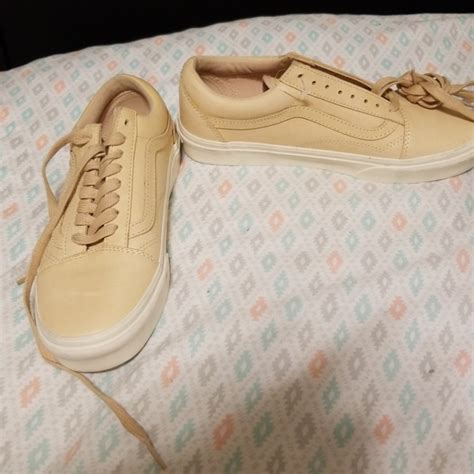 Vans Shoes Nude Leather Old Skool Vans Size 85 Poshmark