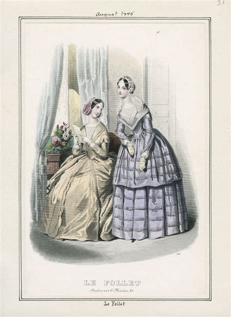 Le Follet August 1845 LAPL 19th Century Gown Fashion Plates Fashion