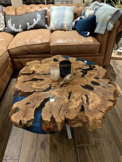 Live Edge Coffee Table With Epoxy Resin Olive Wood Burl Slab Etsy Canada