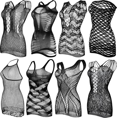 Amazon Geyoga Piece Fishnet Dress Set Women S Lingerie In Black Clothing Shoes Jewelry