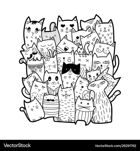 Cute Cats Doodle Style Royalty Free Vector Image