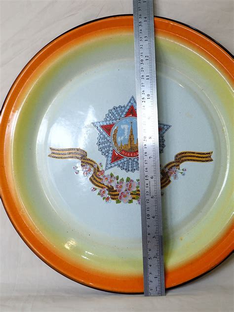 Rare Large Plate 36 см Enameled Metal Trayenamel Tray Etsy