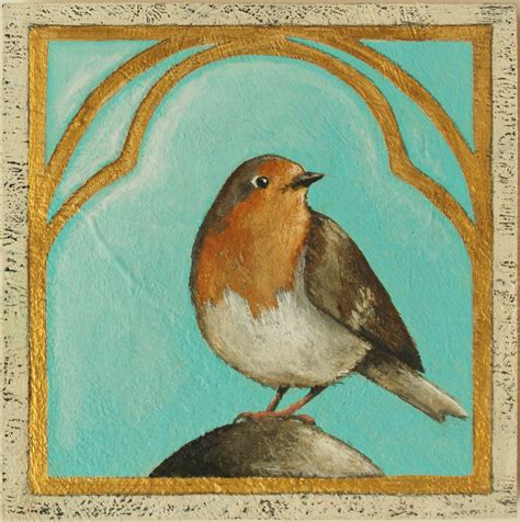 Small Original Bird Art, Robin Bird Painting, Bird Painting, European ...