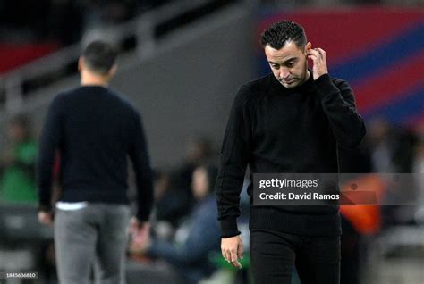 Xavi, Head Coach of FC Barcelona, looks dejected during the LaLiga EA ...