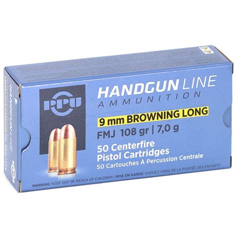 Ppu Defense 9mm Browning Long 108gr Full Metal Jacket 50rd Box