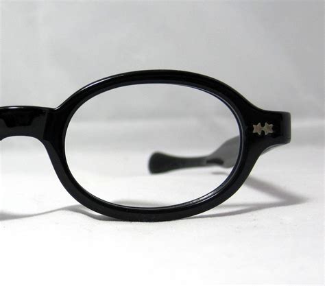 Vintage 60s Round Oval Eyeglass Frames Black Etsy