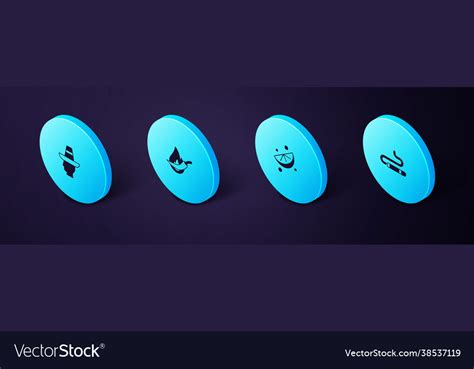 Set Isometric Cigar Sliced Lime Hot Chili Pepper Vector Image