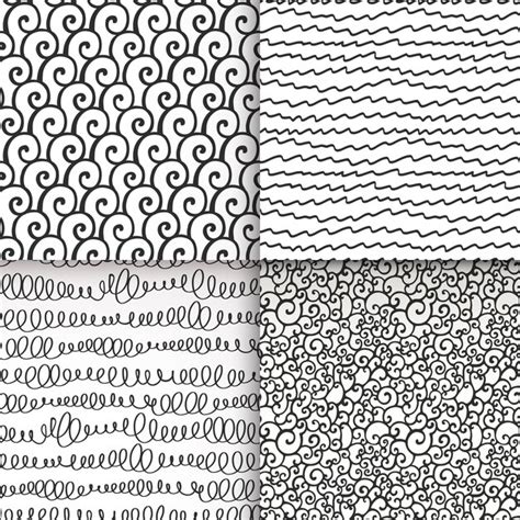 Premium Vector Abstract Doodle Seamless Patterns Set