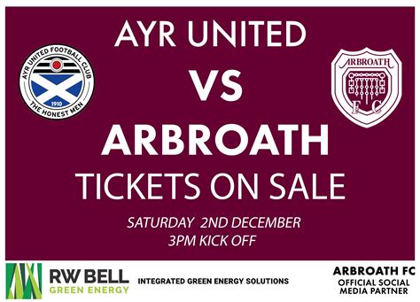 Ayr United Vs Arbroath Tickets Arbroath Fc