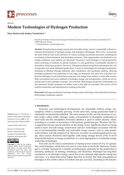 (PDF) Modern Technologies of Hydrogen Production