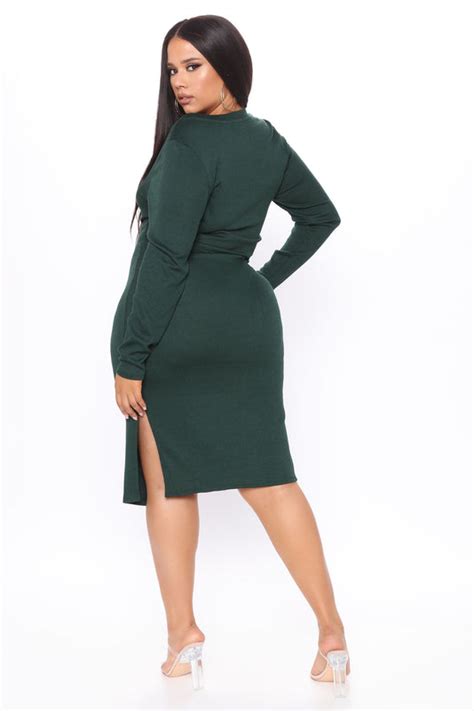 Show Some Sass Sweater Dress Hunter Green Fashion Nova