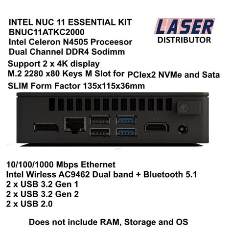 Intel NUC 11 Essential Mini PC Bare Bone Kit BNUC11ATKC2000 Shopee