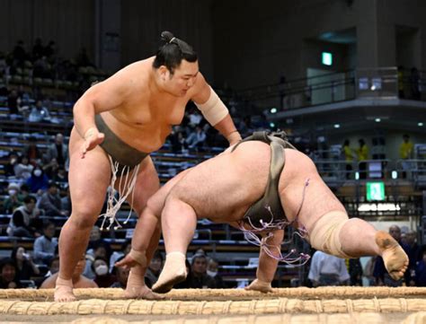 東誠竜（左・福岡県築上町）ははたき込みで聖冴を破る（撮影・佐藤雄太朗） 撮ったり 郷土力士 大相撲九州場所14日目 写真・画像 3 21 ｜【西日本新聞me】