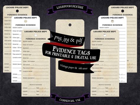 Evidence Tags Ephemera Crime Scene Investigation Evidence Label True Crime Bookmark Forensic ...