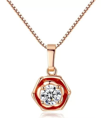 Collar Mujer Punto De Luz En Oro Rosa De 18k Cristalino Envío gratis