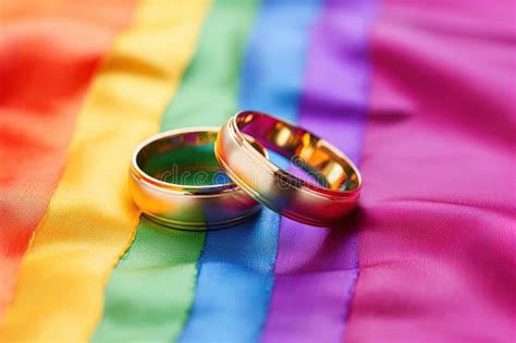 Wedding Rings Over LGBT Flag Gay Marriage Concept Stock Illustration Illustration Of Love