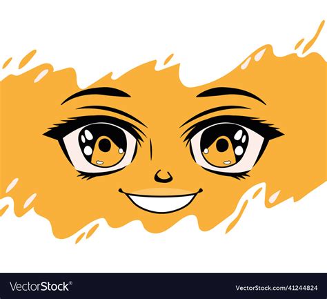 Smiling anime face Royalty Free Vector Image - VectorStock