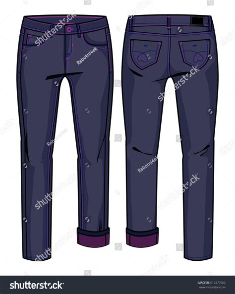 Jeans Front Back View Stock Vector Royalty Free 612477662 Shutterstock