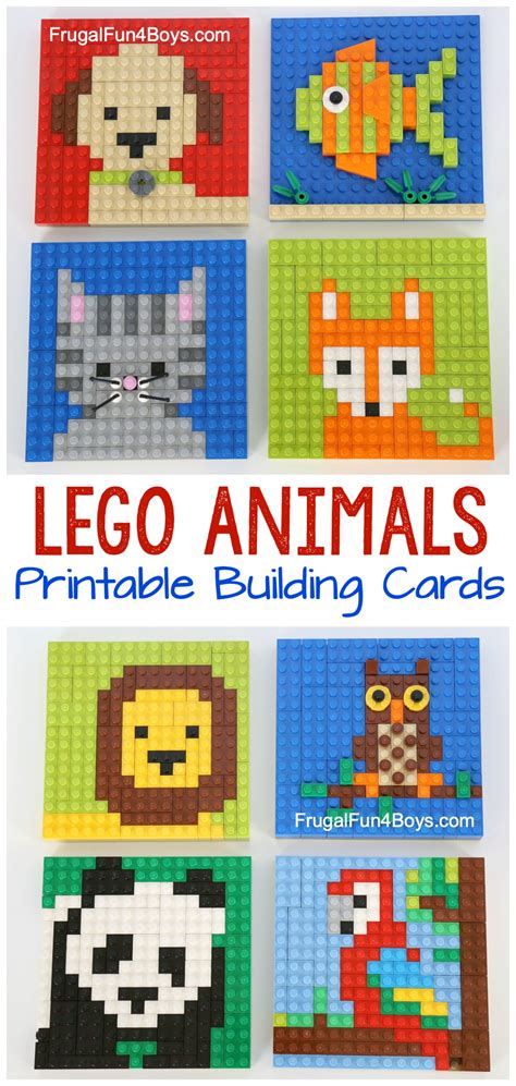 LEGO Animal Mosaic Building Cards - Frugal Fun For Boys and Girls