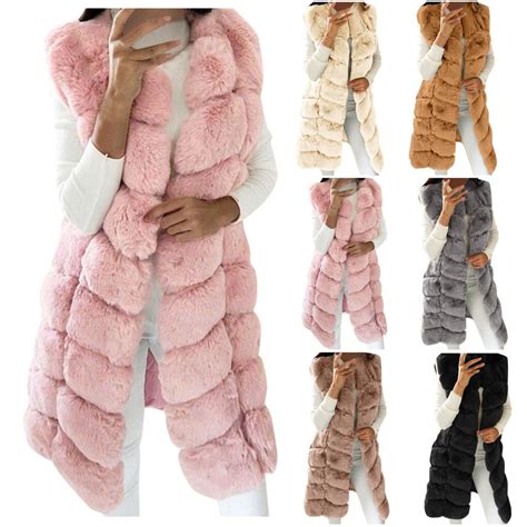 Womens Faux Fur Gilet Vest Sleeveless Solid Waistcoat Body Warmer Jacket Coat Outwear Buy At A