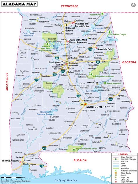 Alabama Cities Map | Color 2018