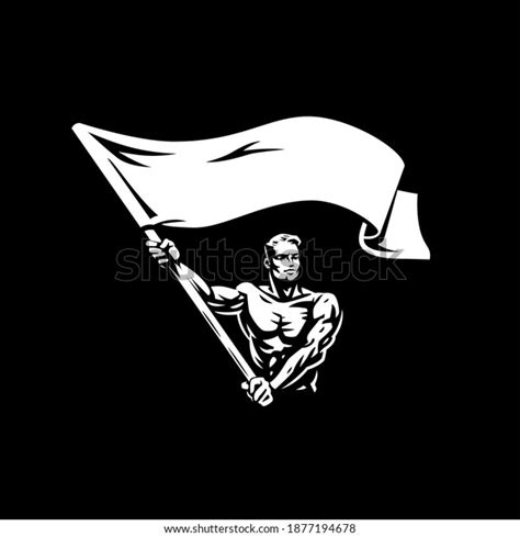 Man Flag Muscular Man Naked Torso Stock Vector Royalty Free 1877194678