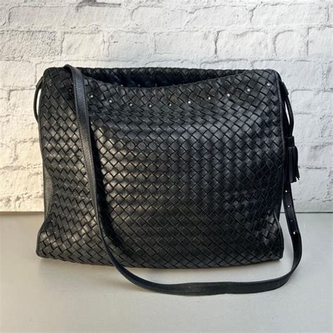 Bottega Veneta Leather Shoulder Bag Black Used Ebay