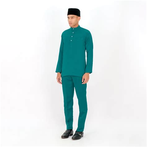 Baju Melayu Slimfit Teal Blue Shopee Malaysia