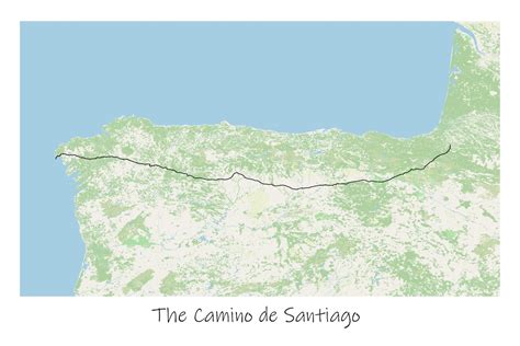 The Camino De Santiago Trail Map Poster, Way of the Franks Way of ...