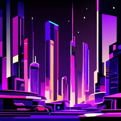 Premium Vector | Flat futuristic night city background