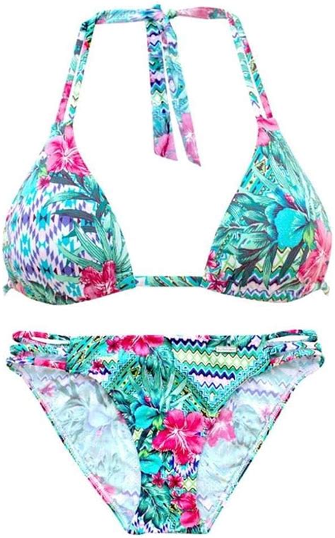 Sunseeker Damen Triangel Bikini Grün Print 34 34A B Amazon de