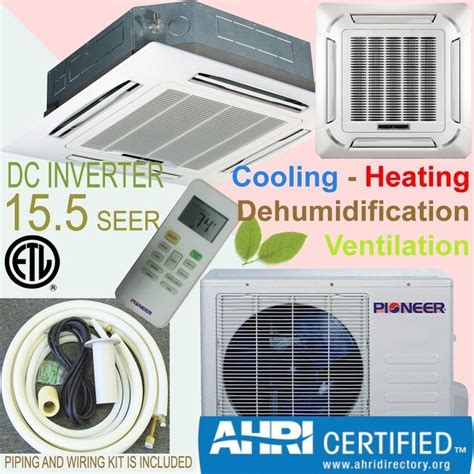 Pioneer 8 Way Ceiling Cassette Split Inverter Air Conditioner With Heat