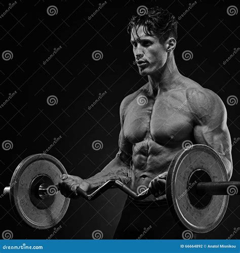 Athlete Muscular Bodybuilder Training Biceps Stock Photo - Image of