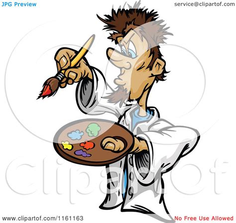 Cartoon Of A Male Artist Painting Royalty Free Vector Clipart By