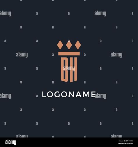 BH Logo Initial With Pillar Icon Design Luxury Monogram Style Logo For