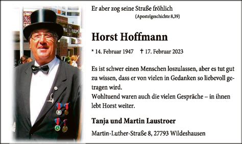 Traueranzeigen Von Horst Hoffmann Trauer Kreiszeitung De