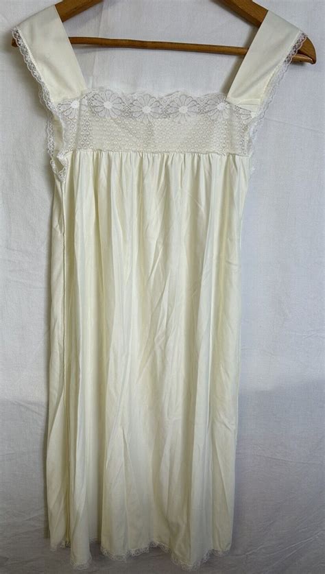 Vintage Deco Nightgown Satin Lace SLIP Dress Lingerie Gem