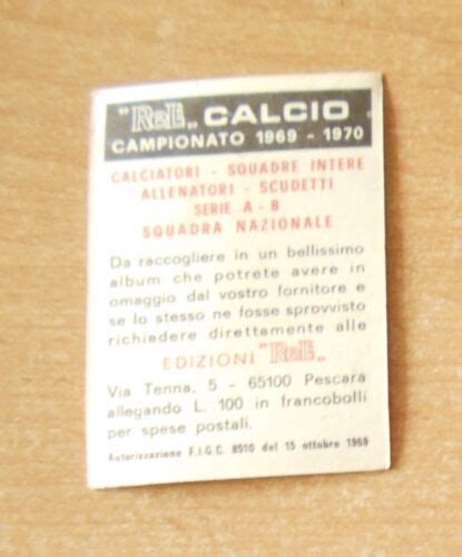 ED RELI FIGURINA CALCIATORI ITALIA ANGELO DOMENGHINI 1969 70 ORIGINALE