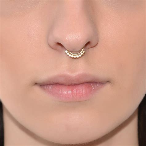 Gold Septum Ring 14g Nose Ring Septum Piercing Nipple Etsy