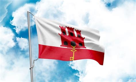 Premium Photo Gibraltar Flag Waving On Sky Background D Rendering