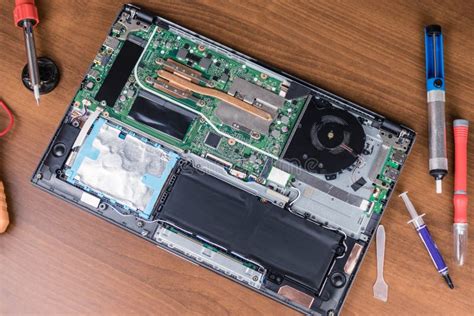 Laptop Disassembling In Repair Shop Close Up Stock Photo Image Of