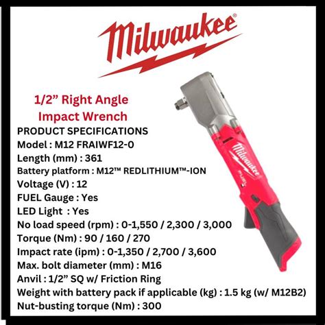 台灣現貨Milwaukee M12 1 2 直角衝擊扳手套裝 M12 FRAIWF 無繩緊固 衝擊電動扳手 露天市集 全