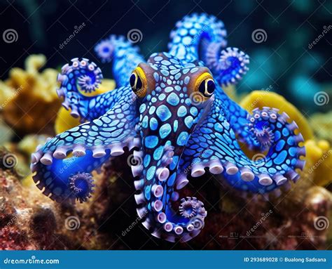 Ai Generated Illustration Wildlife Concept Of Blue Ringed Octopus Stock