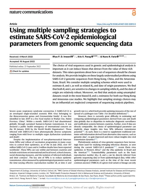 Pdf Using Multiple Sampling Strategies To Estimate Sars Cov