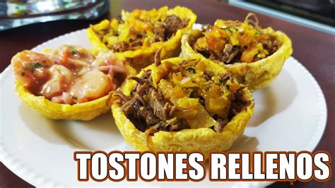 Como Hacer CANASTAS DE PLATANO TOSTONES RELLENOS YouTube