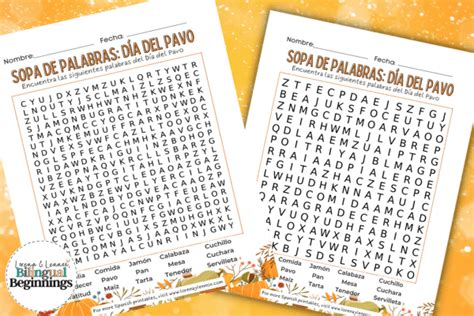 Thanksgiving Word Search Printable In Spanish Free Printable