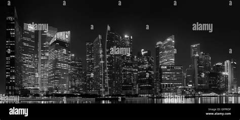 Panorama Shot Of Singapore City Skyline At Night Stock Photo Alamy