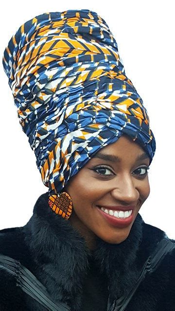 African Print Giga Pre Tied Head Wrap Dupsies African Fashion